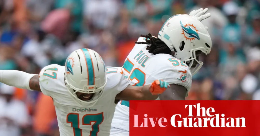 NFL week 10: Dolphins stun Bills, Patriots edge out Buccaneers and Bears roar back to beat Giants – live | NFL