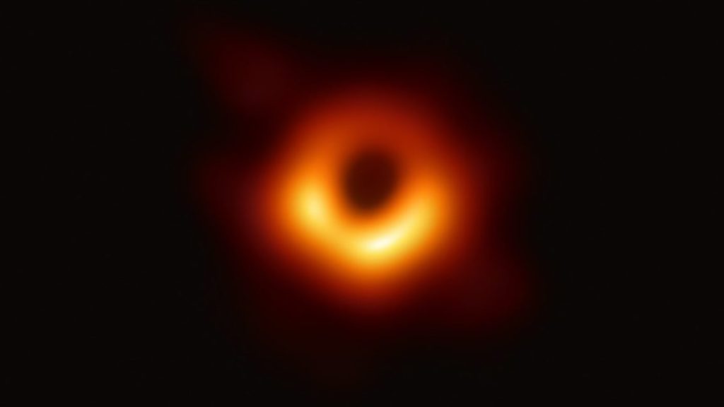 Next-generation black hole imaging may help us understand gravity better Fuzzy orange image against black background.