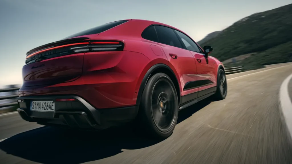 Porsche All-Electric Macan GTS in red