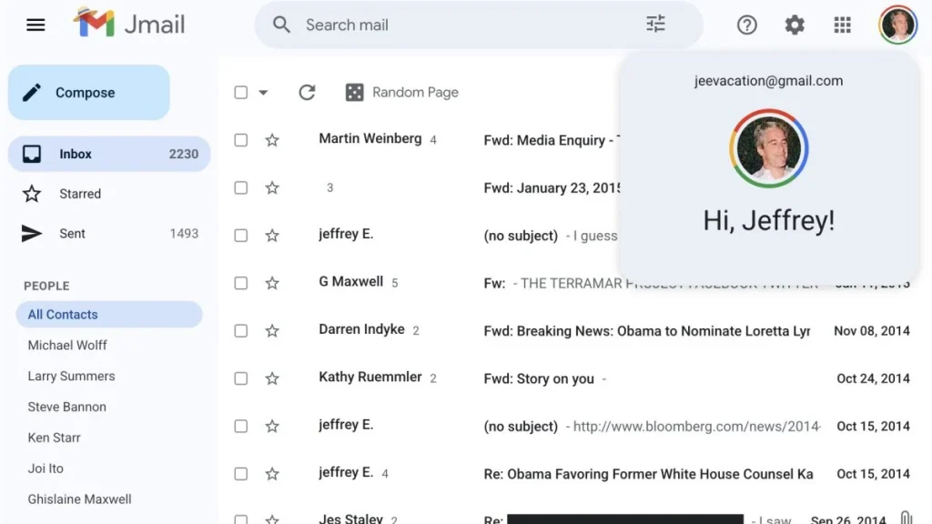 Read Epstein's emails as if you hacked into his Gmail account with Jmail